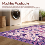 Ultra Soft Area Rug, Non Slip, Stain Resistant, Washable Area Rugs for Living Room, Bedroom, Serene Pastel Foliage Fusion(Pink)