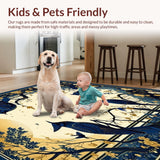 Ultra Soft Area Rug, Non Slip, Stain Resistant, Washable Area Rugs for Living Room, Bedroom, Balcony Featuring Abstract Animal Inspired Design(Blue)