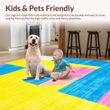 Ultra Soft Area Rug, Non Slip, Stain Resistant, Washable Area Rugs for Living Room, Bedroom, Stylish Artistic Multi-Patterned Visual(Yellow)