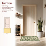 Ultra Soft Area Rug, Non Slip, Stain Resistant, Washable Area Rugs for Living Room, Bedroom, Vintage Floral Dining Room Non Slip Carpet(Beige)