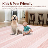 Ultra Soft Area Rug, Non Slip, Stain Resistant, Washable Area Rugs for Living Room, Bedroom, Contemporary Warm Blush Vibe(Pink)