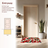 Ultra Soft Area Rug, Non Slip, Stain Resistant, Washable Area Rugs for Living Room, Bedroom, Eclectic Fruit Themed Visual Style(Red)