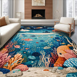 Ultra Soft Area Rug, Non Slip, Stain Resistant, Washable Area Rugs for Living Room, Bedroom, Toddler Playroom Ocean Adventure Alphabet Shape Area Rug(Blue)