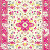 Ultra Soft Area Rug, Non Slip, Stain Resistant, Washable Area Rugs for Living Room, Bedroom, Vibrant Retro Flower Composition(White)