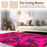 Ultra Soft Area Rug, Non Slip, Stain Resistant, Washable Area Rugs for Living Room, Bedroom, Striking Graphic Animal Theme(Pink)