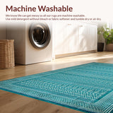 Ultra Soft Area Rug, Non Slip, Stain Resistant, Washable Area Rugs for Living Room, Bedroom, Rustic Striped Coastal Aesthetic(Blue)