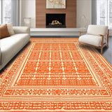 Ultra Soft Area Rug, Non Slip, Stain Resistant, Washable Area Rugs for Living Room, Bedroom, Colorful Modern Symmetrical Elements(Orange)