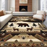 Ultra Soft Area Rug, Non Slip, Stain Resistant, Washable Area Rugs for Living Room, Bedroom, Rustic Earthy Animal Motifs(Beige)