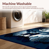 Ultra Soft Area Rug, Non Slip, Stain Resistant, Washable Area Rugs for Living Room, Bedroom, Soft Gray Animal Silhouette Design(Blue)
