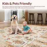 Distressed Medallion Geometric Area With Vintage Floral Motif Accents(Beige)