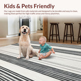 Ultra Soft Area Rug, Non Slip, Stain Resistant, Washable Area Rugs for Living Room, Bedroom, Sleek Dual Tone Striped Entry Rug with Crisp Black and White Linear Motifs(Gray)
