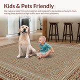 Ultra Soft Area Rug, Non Slip, Stain Resistant, Washable Area Rugs for Living Room, Bedroom, Rustic Lattice Geometric Design(Brown)