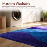 Ultra Soft Area Rug, Non Slip, Stain Resistant, Washable Area Rugs for Living Room, Bedroom, Chic Curved Gradient Waves(Purple)