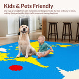 Ultra Soft Area Rug, Non Slip, Stain Resistant, Washable Area Rugs for Living Room, Bedroom, Fun Geometric Number Theme(Blue)