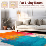 Ultra Soft Area Rug, Non Slip, Stain Resistant, Washable Area Rugs for Living Room, Bedroom, Contemporary Artistic Swirl Motif(Orange)