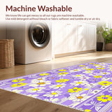 Ultra Soft Area Rug, Non Slip, Stain Resistant, Washable Area Rugs for Living Room, Bedroom, Joyful Pastel Flower Medley(Purple)