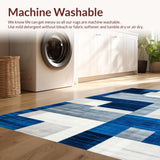 Ultra Soft Area Rug, Non Slip, Stain Resistant, Washable Area Rugs for Living Room, Bedroom, Vibrant Blue and Gray Interplay(Blue)