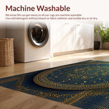 Ultra Soft Area Rug, Non Slip, Stain Resistant, Washable Area Rugs for Living Room, Bedroom, Modern Gold Minimalist Bedroom Decorative Area Carpet(Blue)