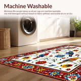 Ultra Soft Area Rug, Non Slip, Stain Resistant, Washable Area Rugs for Living Room, Bedroom, Stylish Ethnic Botanical Artwork(White)