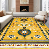 Ultra Soft Area Rug, Non Slip, Stain Resistant, Washable Area Rugs for Living Room, Bedroom, Rustic Earthy Aztec Motif(Yellow)