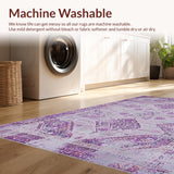 Ultra Soft Area Rug, Non Slip, Stain Resistant, Washable Area Rugs for Living Room, Bedroom, Stylish Curved Linear Motif(Purple)