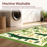 Ultra Soft Area Rug, Non Slip, Stain Resistant, Washable Area Rugs for Living Room, Bedroom, Vibrant Animal Print Decorative Accent(Green)