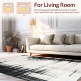 Ultra Soft Area Rug, Non Slip, Stain Resistant, Washable Area Rugs for Living Room, Bedroom, Inkwell Stripe: Casual Cotton Rug, Graphic Black and White Lines(Black)