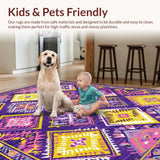 Ultra Soft Area Rug, Non Slip, Stain Resistant, Washable Area Rugs for Living Room, Bedroom, Dynamic Floral Lattice Composition(Purple)