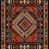 Ultra Soft Area Rug, Non Slip, Stain Resistant, Washable Area Rugs for Living Room, Bedroom, Rustic Native American Entryway Rug with Intricate Patterns(Red)