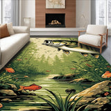 Ultra Soft Area Rug, Non Slip, Stain Resistant, Washable Area Rugs for Living Room, Bedroom, Charming Multicolor Coastal Aesthetic(Green)