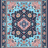 Ultra Soft Area Rug, Non Slip, Stain Resistant, Washable Area Rugs for Living Room, Bedroom, Luxurious Textured Diamond Design(Blue)