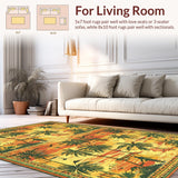 Ultra Soft Area Rug, Non Slip, Stain Resistant, Washable Area Rugs for Living Room, Bedroom, Island Paradise Rug Palm Tree & Surfer Art(Orange)