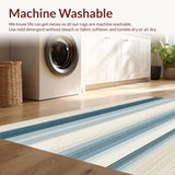 Ultra Soft Area Rug, Non Slip, Stain Resistant, Washable Area Rugs for Living Room, Bedroom, Cordural Stripe Harmony Area with Linear Motif and Subtle Contrast Design(Blue)