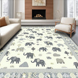 Ultra Soft Area Rug, Non Slip, Stain Resistant, Washable Area Rugs for Living Room, Bedroom, Stylish Round Grey Ivory Animal Pattern(Beige)