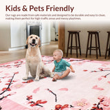 Ultra Soft Area Rug, Non Slip, Stain Resistant, Washable Area Rugs for Living Room, Bedroom, Graceful Pink Floral Arrangement(Pink)