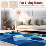 Ultra Soft Area Rug, Non Slip, Stain Resistant, Washable Area Rugs for Living Room, Bedroom, Tropical Turtle Geometric Patio Runner Rug(Blue)