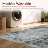 Ultra Soft Area Rug, Non Slip, Stain Resistant, Washable Area Rugs for Living Room, Bedroom, Rustic Grey Distressed Medallion(Gray)
