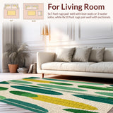 Ultra Soft Area Rug, Non Slip, Stain Resistant, Washable Area Rugs for Living Room, Bedroom, Tropical Surfboard Pattern with Palm Leaf Accents(Green)