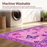 Ultra Soft Area Rug, Non Slip, Stain Resistant, Washable Area Rugs for Living Room, Bedroom, Whimsical Pink Butterfly Delight(Pink)