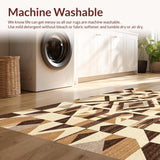Ultra Soft Area Rug, Non Slip, Stain Resistant, Washable Area Rugs for Living Room, Bedroom, Brown Beige Area Geometric Modern Design(Beige)