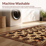 Ultra Soft Area Rug, Non Slip, Stain Resistant, Washable Area Rugs for Living Room, Bedroom, Vintage Primitive Bedroom Entryway Washable Rug(Beige)