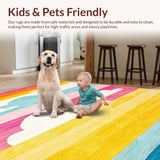 Ultra Soft Area Rug, Non Slip, Stain Resistant, Washable Area Rugs for Living Room, Bedroom, Cute Cheerful Child-Friendly Pattern(Yellow)