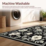 Ultra Soft Area Rug, Non Slip, Stain Resistant, Washable Area Rugs for Living Room, Bedroom, Elegant Earth Tone Aesthetic(Black)
