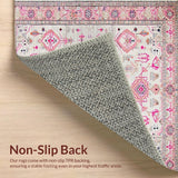 Ultra Soft Area Rug, Non Slip, Stain Resistant, Washable Area Rugs for Living Room, Bedroom, Chic Ethnic Floral Arrangement(Pink)
