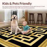 Ultra Soft Area Rug, Non Slip, Stain Resistant, Washable Area Rugs for Living Room, Bedroom, Bold Modernized Trellis Aesthetic(Black)