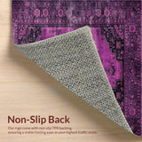 Ultra Soft Area Rug, Non Slip, Stain Resistant, Washable Area Rugs for Living Room, Bedroom, Sophisticated Ogee Distressed Aesthetic(Purple)