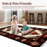 Ultra Soft Area Rug, Non Slip, Stain Resistant, Washable Area Rugs for Living Room, Bedroom, Cozy Earth Tones Bear Design(Red)