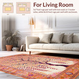 Ultra Soft Area Rug, Non Slip, Stain Resistant, Washable Area Rugs for Living Room, Bedroom, Elegant Soft Pastel Patterns(Orange)