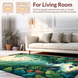 Ultra Soft Area Rug, Non Slip, Stain Resistant, Washable Area Rugs for Living Room, Bedroom, Playful Animal Motif Aesthetic(Green)