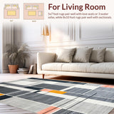 Ultra Soft Area Rug, Non Slip, Stain Resistant, Washable Area Rugs for Living Room, Bedroom, Contemporary Abstract Monochrome Aesthetic(Gray)